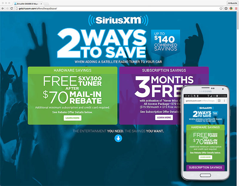 SiriusXM “Never Miss A Beat” Promo SiriusXM “2 Ways to Save” Promo